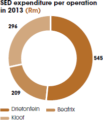 SED expenditure per operation in 2013 (Rm) [graph]